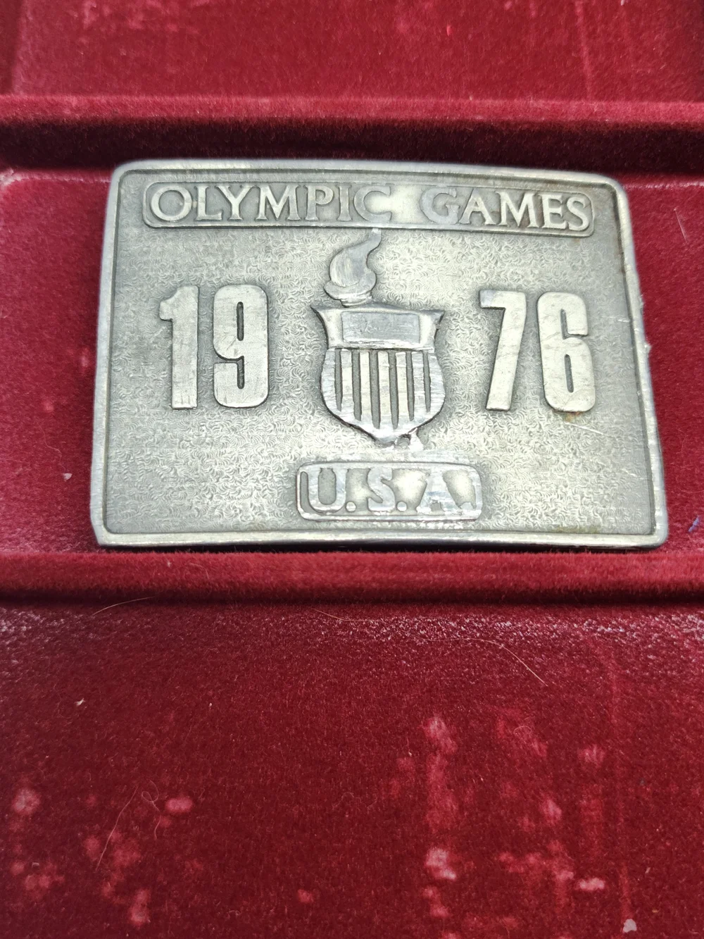 Vintage 1976 Olympic Games USA Brass Belt Buckle Bergamot Buckle Works Darien WI